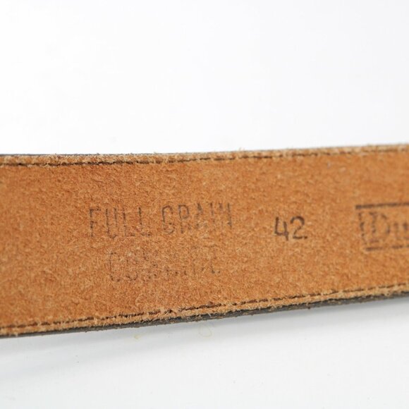 DunDee Mens Belt Size 42 Western Brown Leather Gold Tone Prong D-Ring Buckle - Picture 9 of 12